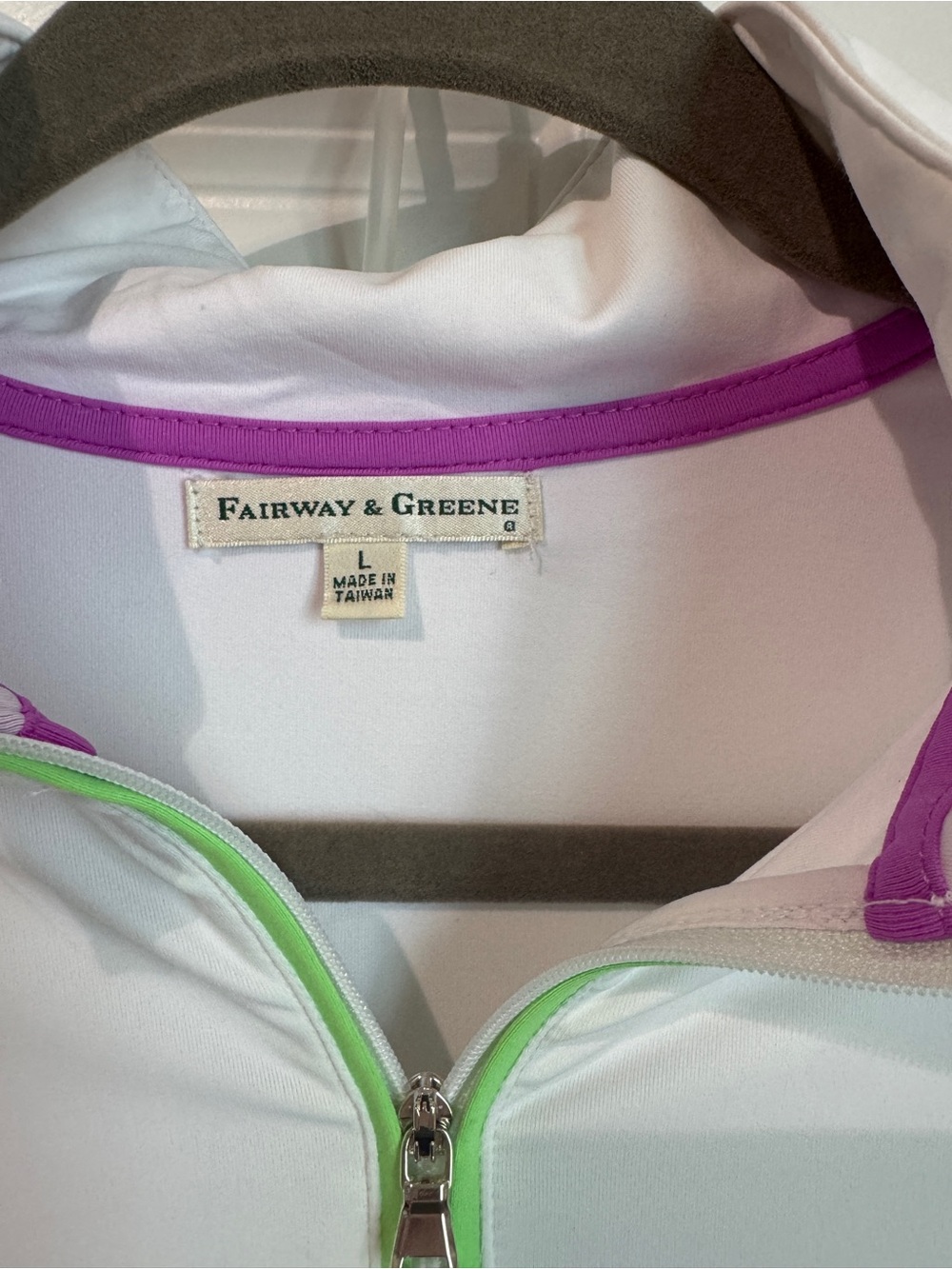 Fairway & Greene Women’s White Short Sleeve Golf Polo with Lime Trim - Picture 2 of 4